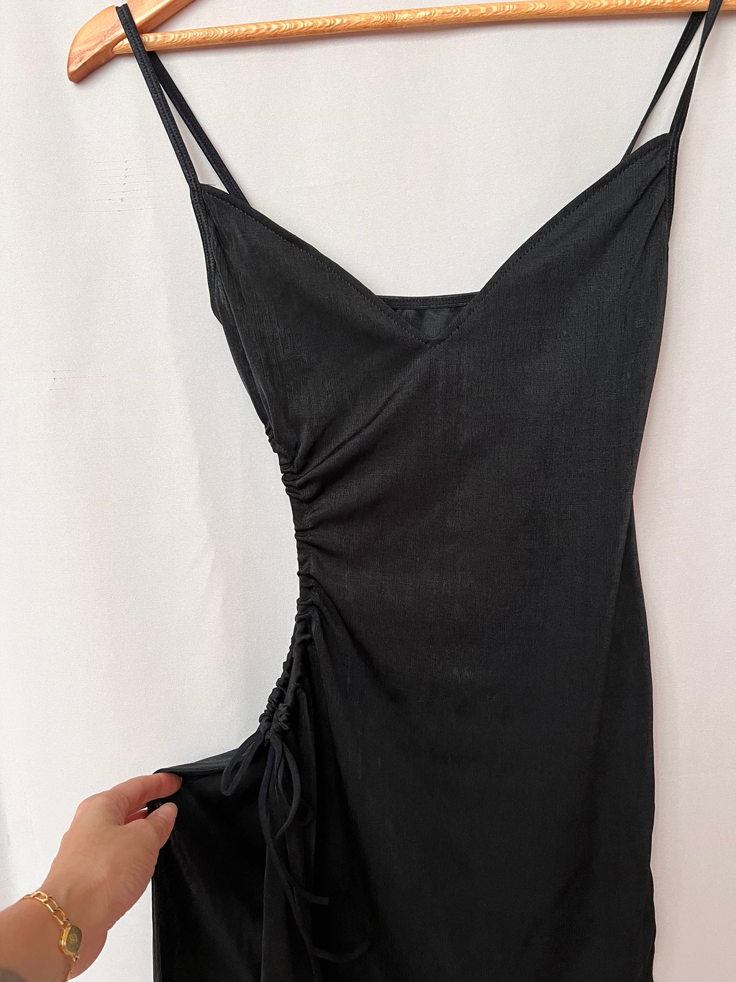 Vestido abertura lateral tiras - S