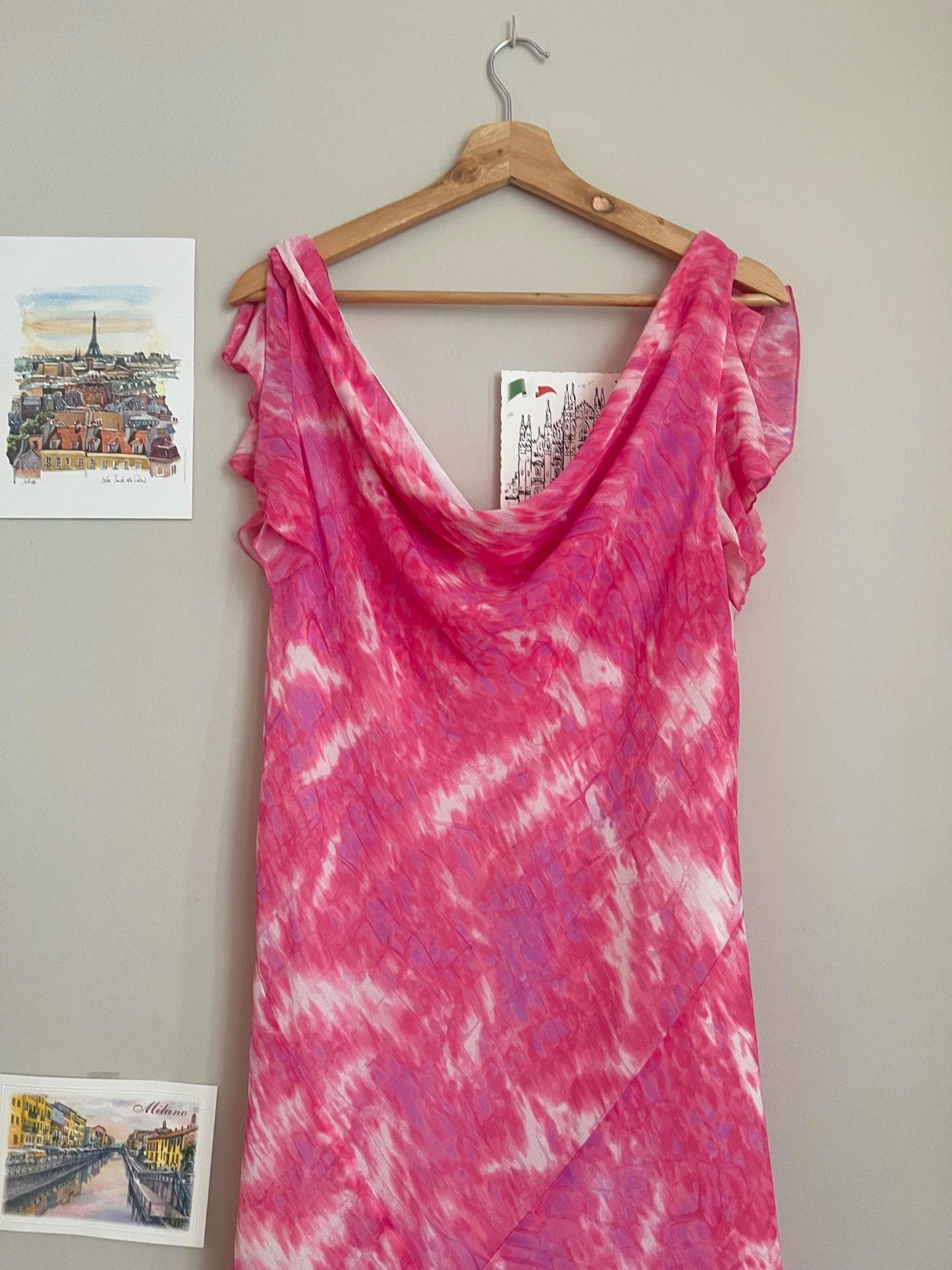 Maxi vestido fucsia tye dye marca local - XL