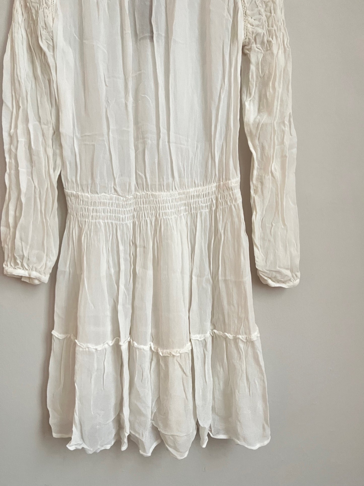 Vestido blanco detalle manga Zara - S