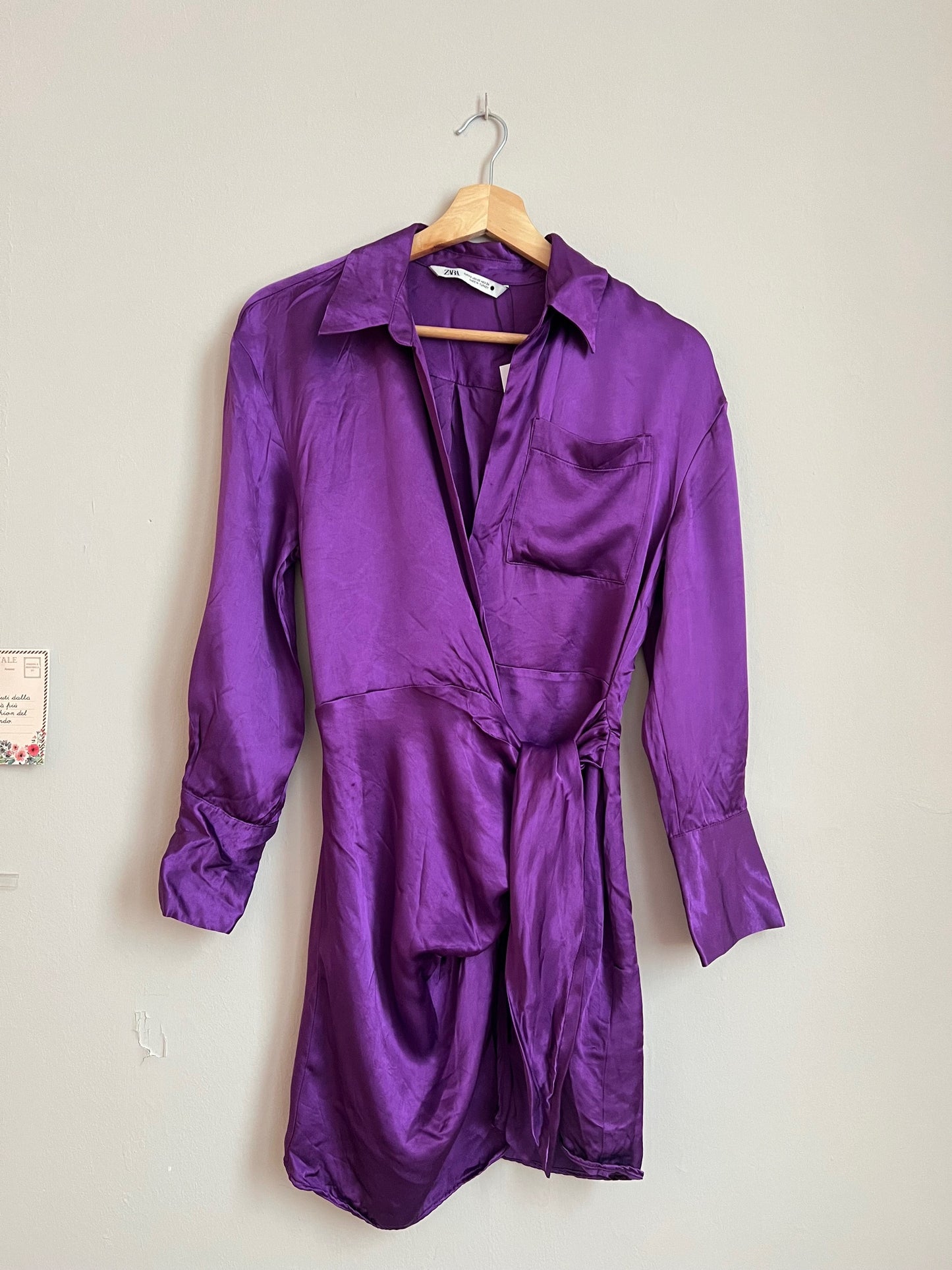 Vestido morado satinado Zara - XS