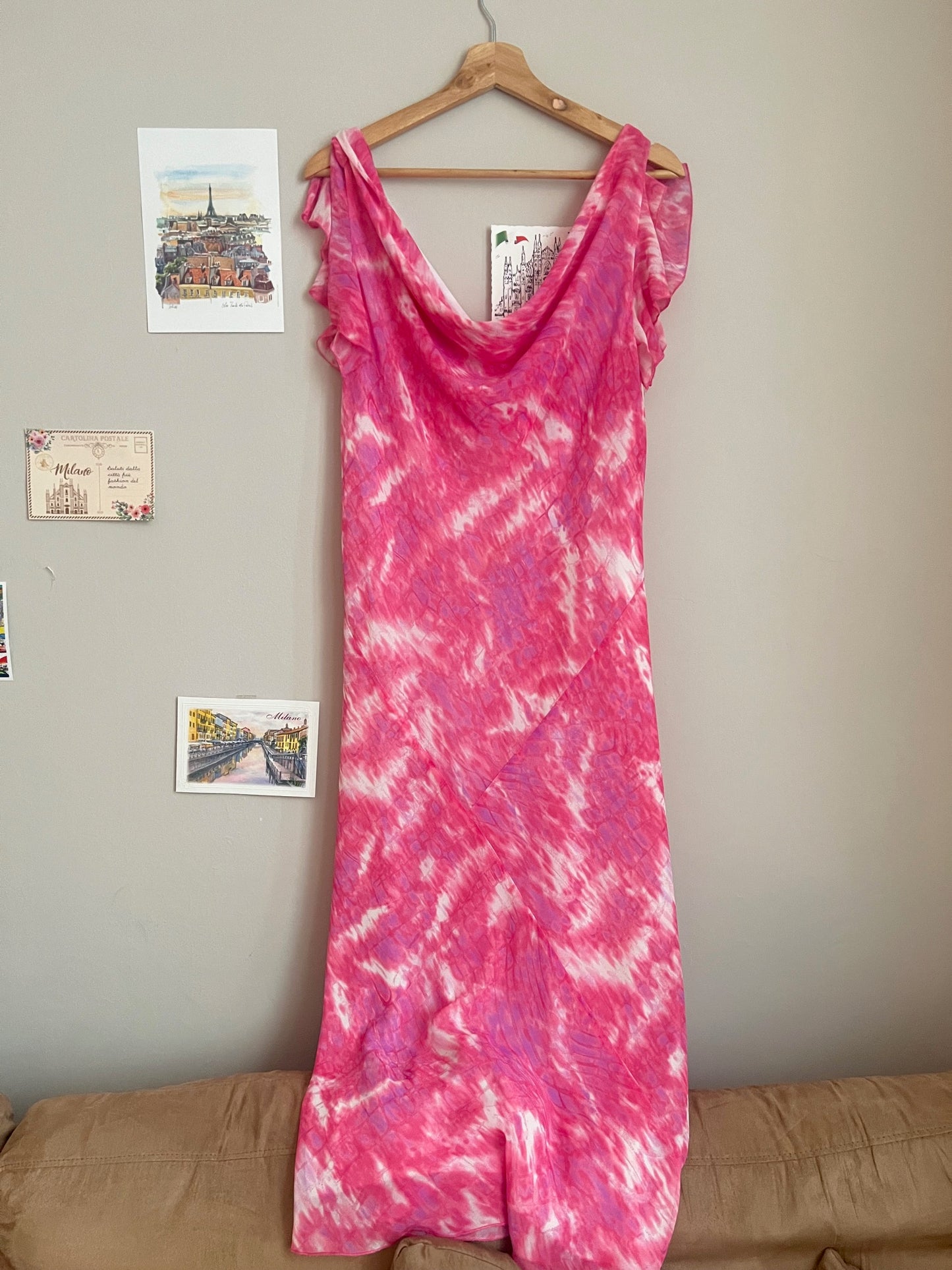 Maxi vestido fucsia tye dye marca local - XL