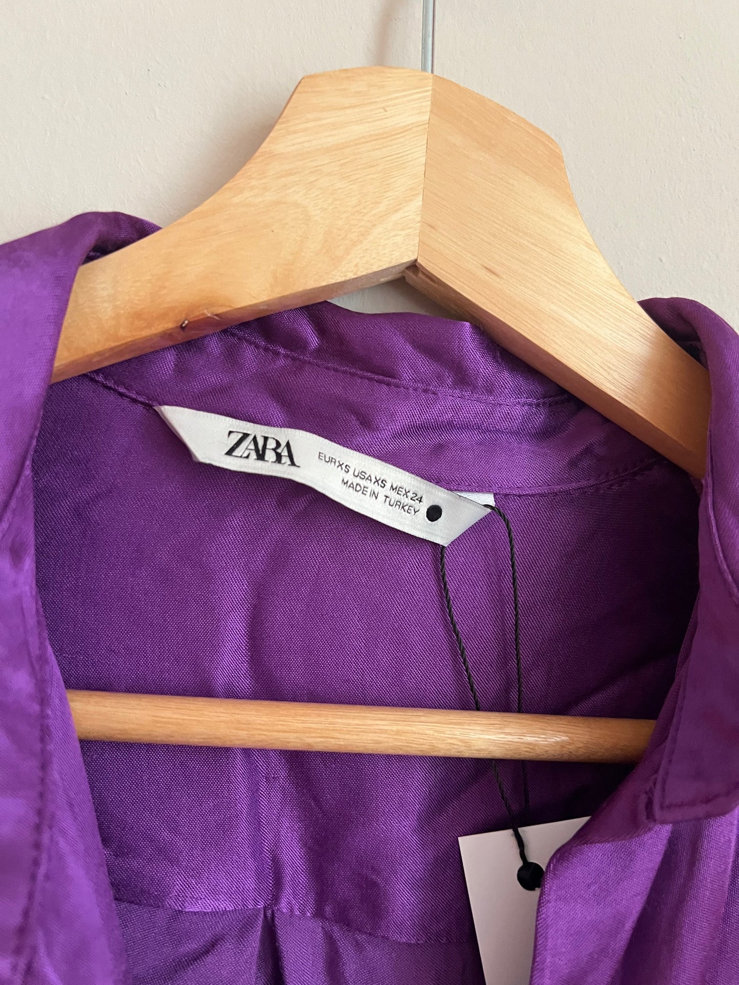 Vestido morado satinado Zara - XS