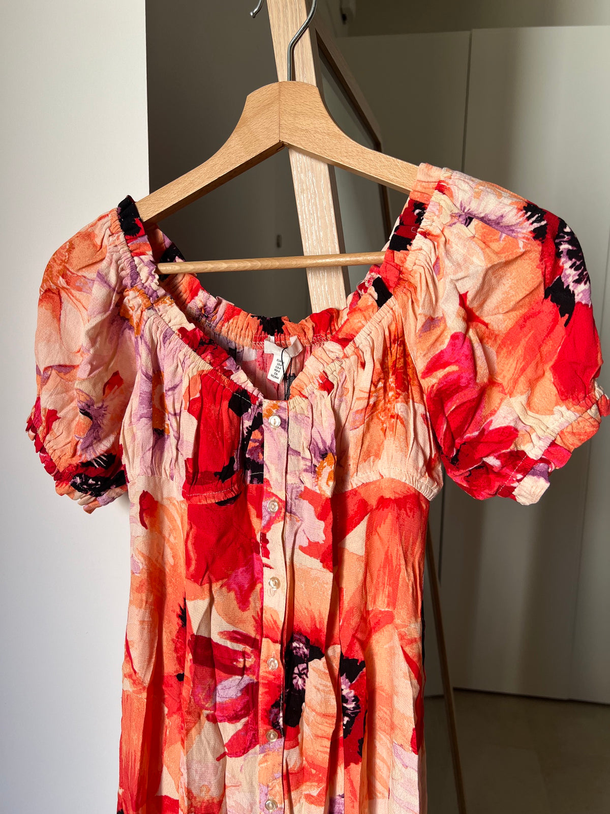 Vestido flores midi naranja H&M talla - S